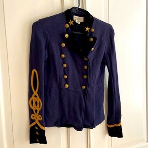 Stand Out Ralph Lauren Navy Military Style Jacket with Black Velvet Trim